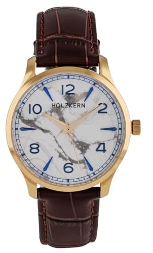 HOLZKERN Herrenuhr Primetime Howlith/Goldfarben 9010631023751 | klassische Armbanduhr für Männer mit japanisches Quarzwerk