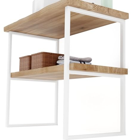 LAMO MANUFAKTUR Support pour Plan de Travail de Salle de Bains 40x80 cm Blanc Lot de 2 - Pieds de Meuble de Salle de Bain industriels en métal avec vis Fischer - pour Vasque à Poser et à encastrer