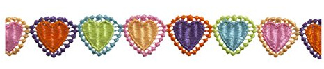 Guipure Heart Design Lace Trim |Bright Multicolours|13.7mx25mm|ET627-MUL