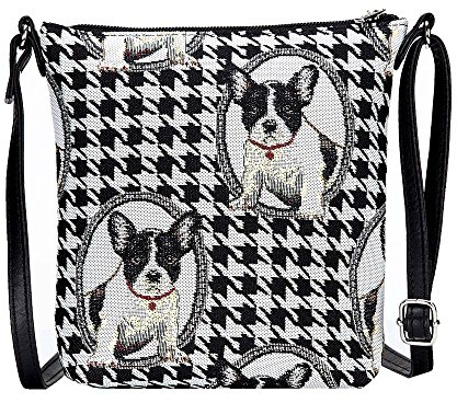 Signare Tapisserie Kleine Tasche Damen, Handtasche Damen Klein, Reisepass Tasche, Mini Handtasche (Französische Bulldogge)