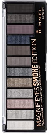 Rimmel London Magnif'eyes 12 Pan Eyeshadow Palette, Highly Pigmented Colours and Long-lasting Formula, Smokey Edition, 14 g, Crayon