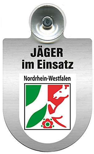 Einsatzschild mit Saugnapf - Jäger im Einsatz - 393821 incl. Regionenwappen Farbe Region Nordrhein-Westfalen