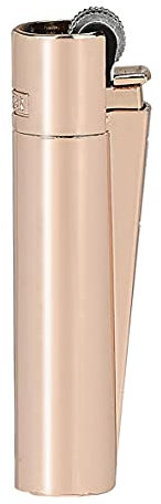 Clipper 1 Encendedor Mechero Clásico Largo Metal Rose Gold Oro Rosa Brillante Pulido + 1 Llavero