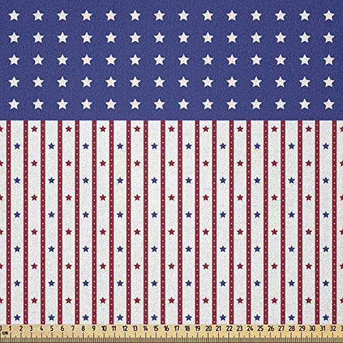 ABAKUHAUS Vereinigte Staaten von Amerika Stoff als Meterware, Sternenbanner Flagge, Microfaser Multi Zweck Dekostoff für Kunsthandwerke, 3M (230x300cm), Violettblau Weiß Rubin