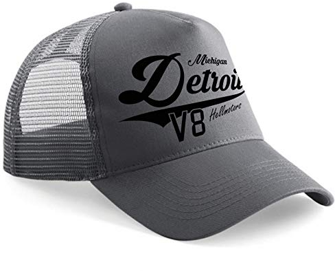 HELLMOTORS Detroit Trucker Baseball Cap Hotrod V8 grau schwarz