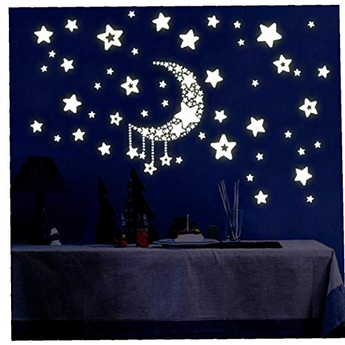 1set Im Dunkeln Leuchten Aufkleber Leuchtpunkte Sterne Und Mond-Wand-Aufkleber DIY Aufkleber Kinderzimmer-Wand-Aufkleber Fluorescent Sterne Und Mond Für Kid Schlafzimmer