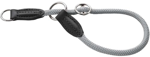 HUNTER Dressurhalsung FREESTYLE EIBY, Farbe: Grau, stufenlos verstellbar, weiches Taumaterial, mit Zugstopp, robust & langlebig, ideal für Training & Spaziergänge bei Wind & Wetter, Größe: S-M