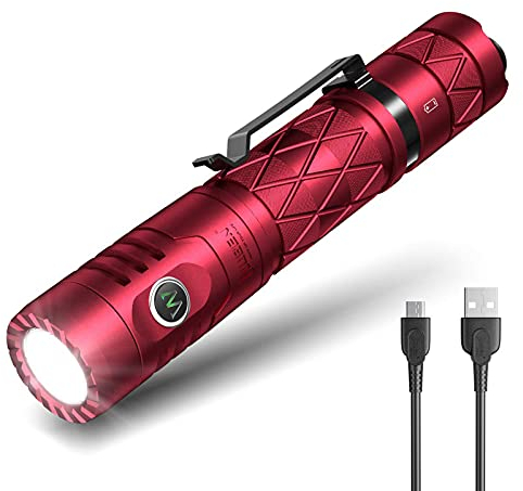 WUBEN E12R Taschenlampe LED 1200 Lumen, Aufladbar USB-C Extrem Hell Taktische Taschenlampen, Powerbank-Funktion Taschenlampe Batteriebetrieben IP68 Wasserdicht Flashlight für Outdoor Notfall(Rot)