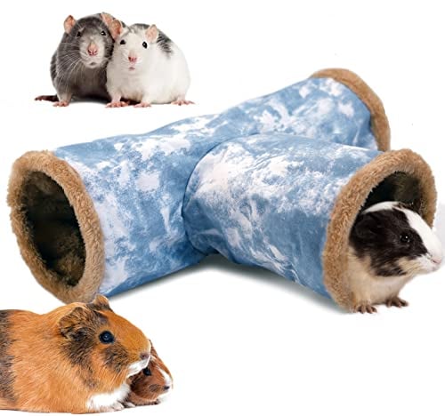 LeerKing Kaninchen Tunnel Meerschweinchen Röhren Kuscheltunnel waschbar Kuschelhöhle Spielzeug für Ratten Frettchen Katzentunnel Kleintiere Käfig zubehör Φ15cm Blau