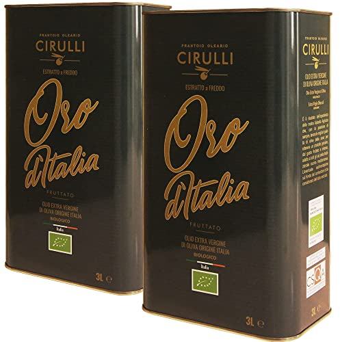 Cirulli Huile d'olive Bilologique extra vierge italienne extraite à froid, (2 x 3 Litres)