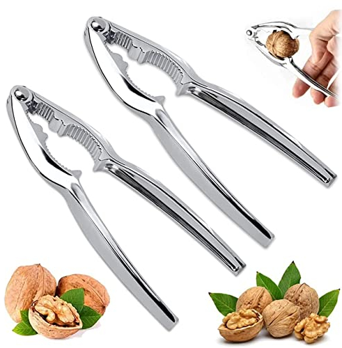 LGZIN 2 Piezas Cascanueces, Alicate para Nuez, Abridor de Nueces, Abre Nueces, para Mariscos Concha Langosta Cangrejo Avellana Nuez (Plata 2pcs)