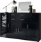 Vladon Highboard Aron Anrichte mit 2 Schubladen und 4 Türen mit insgesamt 8 Fächer dahinter, Anthrazit matt/Schwarz Hochglanz (166,5 x 106,5 x 35 cm)