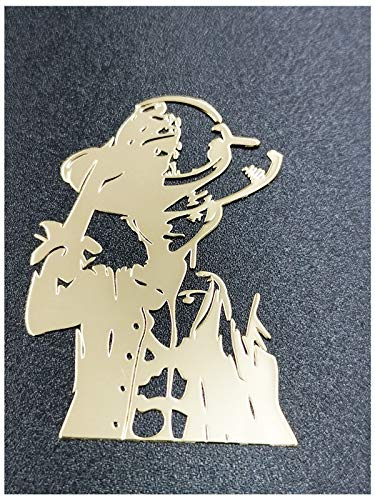 18 Karat vergoldet, 2 Stück Metall-Kleber Affe D. Luffy Abzeichen Chrom Aufkleber Logo Vinyl Aufkleber Handy iPad Auto Aufkleber (Gold)