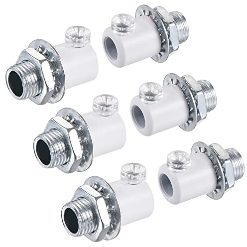 sourcing map Metal Cable Glands Cord Grips Screw Lock for Wiring Hanging Ceiling Pendant Lamp, White Pack of 6