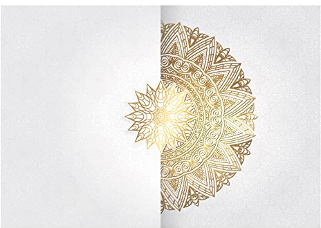 Fototapete Mandala gold Ornamente Orientalisch Orient Wohnzimmer Schlafzimmer Vlies Tapete Wandtapete UV-Beständig Montagefertig (14153, V8 (368x254 cm) 4 Bahnen)