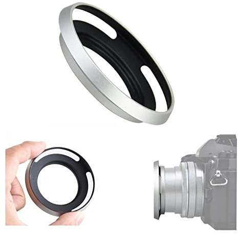 Obiettivo della fotocamera paraluce in metallo argento per fotocamera Olympus OM-D E-M10, E-M10 II, E-M10 III, E-M10 IV con obiettivo 14-42mm
