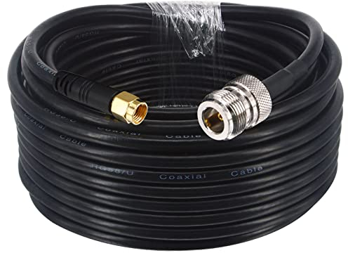Boobrie RP-SMA Kabel Stecker auf N Buchse 15M Koaxialkabel RG58/U Antennenkabel Helium Stecker N Buchse auf RP-SMA Stecker Geringer Verlust Verlängerungskabel für WiFi 4G LTE LoRa Antenna Helium