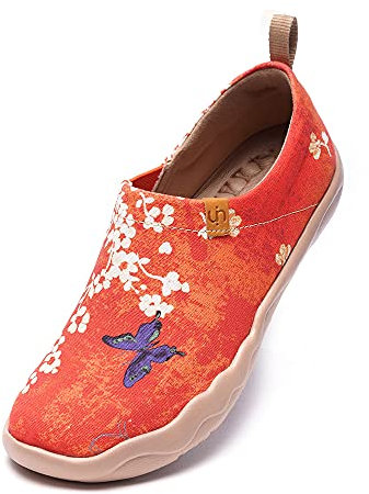 UIN Zapatos Casuales Japoneses para Mujer, Mocasines de Lona, para Primavera y Verano, Zapatos de Viaje Pintados, Multicolor, Sakura, 38.5 EU