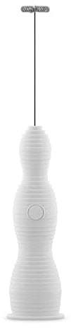 Alessi Pulcina MDL11 W - Batidor Espumador de Leche de Design, en Resina Termoplástica, Batidor de Acero y Batería Recargable, Blanco