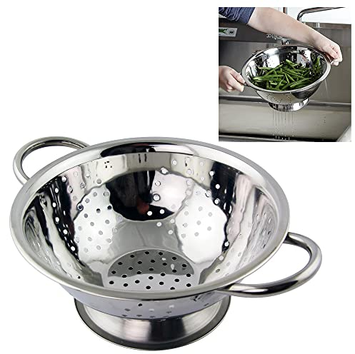 Twin Handled Colander -Pasta Drainer, Wash Fruit & Veg, Steamer Basket, Strainer Basket, Sieve & Serve (24cm Twin Handle Colander)