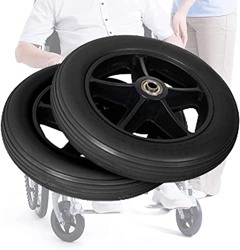 2 Stück 6 / 7 / 8 Ersatzräder, Vorderräder für Rollstühle, Verschleißfest Und Rutschfest, Rollator Walker Ersatzrollen, Graue Lenkrollen Schwarz,8in