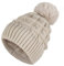 Sibba Strickmütze Bommelmütze für Damen Winter warme Cuffed Strick Beanie Dick Futter Hüte Thermo Gefütterte Fleece Slouch Wintermütze Wollmützen Gestrickte mit Kunstfell Pelzbommel Pom Frauen Beige
