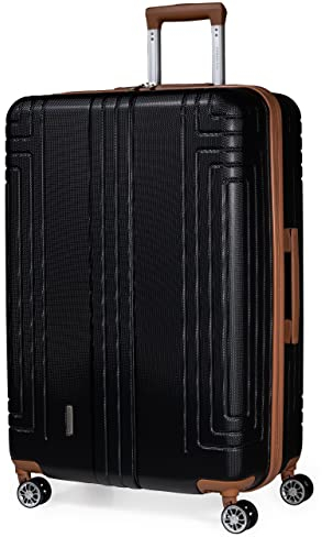 London Fog ABS Hartschalenkoffer - Reisegepäck mit 8 Spinner-Rädern | Teleskop-Zuggriff | First Class Montagu LFL002-01, Schwarz , L, Hardside Suicase auf Rädern