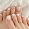 JUSTUSNX Lot de 24 faux ongles carrés blancs avec strass pour orteils pour femmes et filles