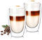Wessper Lot de 2 Verres à Café à Double Paroi en Verre Borosilicate 450 ml, Grands Verres Thermiques à Double Paroi, Verres à Latte Macchiato, Verres à