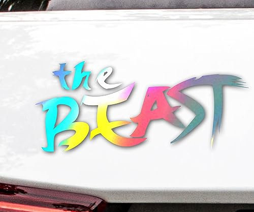 Auto Aufkleber | The Beast | Sticker Shocker Tuning Sport Performance Aufkleber Fahrzeugzubehör Gadget (Oilslick Hologrammfolie)
