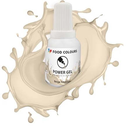 Food Colours Gelfarbe BEIGE CHAMOIS 20G Lebensmittelfarbe für ein breites Anwendungsspektrum zur Dekoration von Kuchen, Torten, Sahnecreme, Biskuitteig, Royal Icing, Macarons