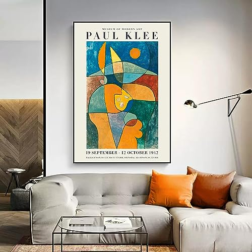 Yangld Vintage-Paul-Klee-Ausstellungsposter, Leinwandgemälde, abstrakte minimalistische Wandkunst, moderne Galerie, Wohnzimmer, Heimdekoration, 70 x 100 cm, rahmenlos