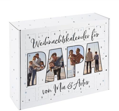 Herz & Heim® DIY Adventskalender mit Schriftzug - Mama - Papa - Oma - Opa - aus eigenen Fotos und Wunschtext (PAPA)