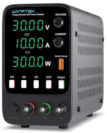 WANPTEK POWER Fuente de alimentación de Regulable 30V 10A, Fuente Alimentacion de Laboratorio con 3 Grupos de Almacenamiento de Datos/Protección OCP/Pantalla LED de 4 Dígitos