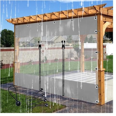 AFGZQ Outdoor Clear Tent Side Panel Curtain, 0.5mm PVC Soft Glass Weather Resistant Pergola Partition for Pergola, Porch and Garage, Customizable (Color : Gray, Size : 1.2x1.8m/3.9x5.9ft)