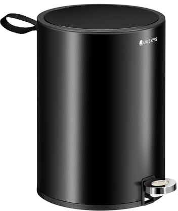 Juskys Kosmetikeimer 3 Liter - Bad Treteimer Stahl - klein, geruchsdicht, rostfrei - Softclose Mülleimer mit Deckel - Abfalleimer Eimer Schwarz