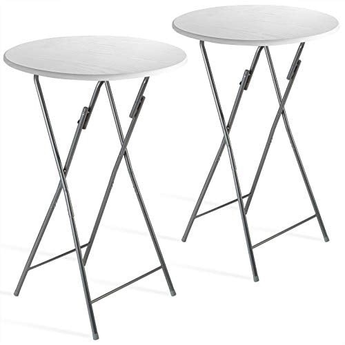 CASARIA® 2X Mesas de Bar Altas Plegables 110x60cm Mesitas Bistro Tablero Redondo MDF Aspecto Madera Eventos Jardín