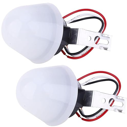 Greluma 2PCS Fotointerruptor DC 12V 10A,interruptor de sensor de fotocélula,interruptor de sensor de luz de calle ajustable de encendido y apagado automático,interruptor de sensor de control de foto