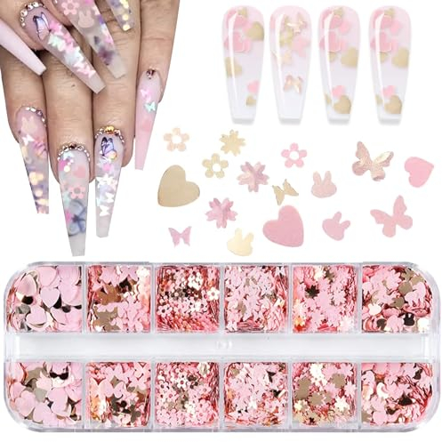 Valentinstag Nagel Pailletten Glitter - YiXuTag Herz Nail Art Glitter,Glitzer für Gesicht Körper Glitzer,Shiny 3D Nail Art Aufkleber,DIY Dekoration Auf die Nägel Auftragen Gesicht Augen Haar Körper