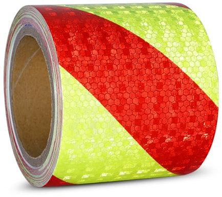 XFXIA Reflektierendes Klebeband Rot/Gelb 20m x 10cm Wasserdicht Reflektorband Selbstklebend Warnklebeband Sicherheitsband-Conspicuous Warning Tape für Fahrzeuge,Autos,Anhänger,Boote