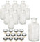 gouveo Set 12 bottiglie in vetro 100 ml farmacista quadrata con tappo in sughero (HGK) argento - bottiglia vuota da 0,1 l per riempimento - bottiglia in sughero per liquore, olio, aceto (AFET100HGKS)