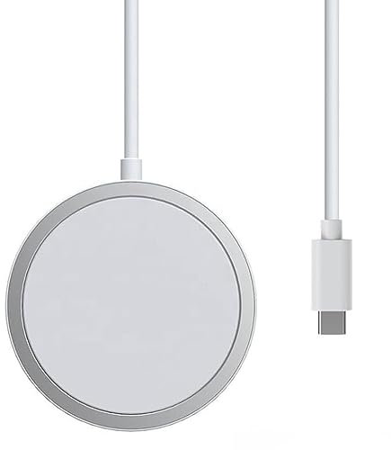 Apple Ladegerät MagSafe – 2024 15 W USB‑C 【Apple MFi zertifiziert】 Induktionsladegerät für iPhone, schnelles magnetisches kabelloses Ladegerät mit iPhone 15/15 Pro/15 Pro Max/14/13/12/11/X/XS/XR, Weiß