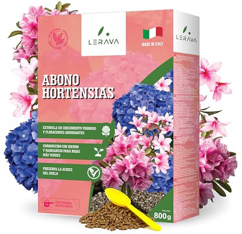 LERAVA® Concime Acidofile Organico [BIO] - 4x800g - per Acidofile con Fioriture Abbondanti - per Ortensie, Camelie, Ciclamini, Azalee - Mantiene l'Acidità del Suolo