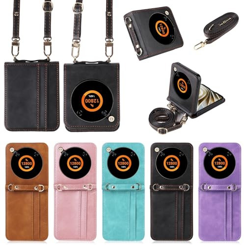 Funda ZTE Libero Flip/Nubia Flip [Pata de Cabra] [Correa del Hombro] [Ranura de Inserción de Tarjetas] [Caso Práctico] Compatible con el Teléfono Inteligente ZTE Libero Flip/Nubia Flip(Negro)