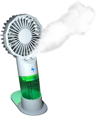 Tsivi-Air Portable Electric Mini Cooling Hand Fans for Beach Travel, Outdoor Makeup, Concert, Battery Powered Water Mist Fan, Rechargeable Personal Mister Fan, Portable Hand held Misting Fan (White)