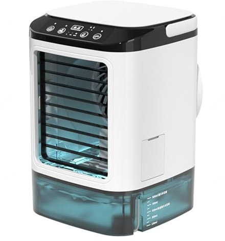 Mobile Klimaanlage Ohne Abluftschlauch, 900ml Wassertank,mit Eisbox,USB Kühlgerätte für Räume Wasser 3 Geschwindigkeiten,7 Farben Licht Mini Raumkühler für Home-Office-Reisen