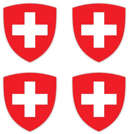Aufkleber: 75 mm, 4 Stück - Wappen - Schweiz - CH - für Auto, Laptop und mehr