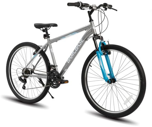 Hiland 29 Inch Mountain Bike, Mens Womens MTB with 21 Speeds, High-Tensile Steel Frame, V Brake, Hardtail Bicycle for Adults Grey