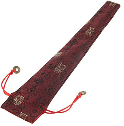 Chinese Spanish Hand Pocket Fan Bag Holder Silk Folding Fan Protector Pouch Wine Red, 38 cm