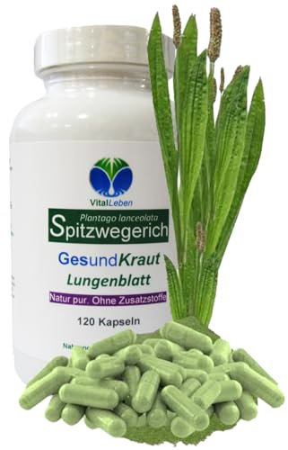SPITZWEGERICH 120 Kapseln Lungenblatt Lunge- und Atemwege Gesundkraut nach Hildegard von Bingen - 100% NATUR pur [OHNE Zusatzstoffe] 27385-120